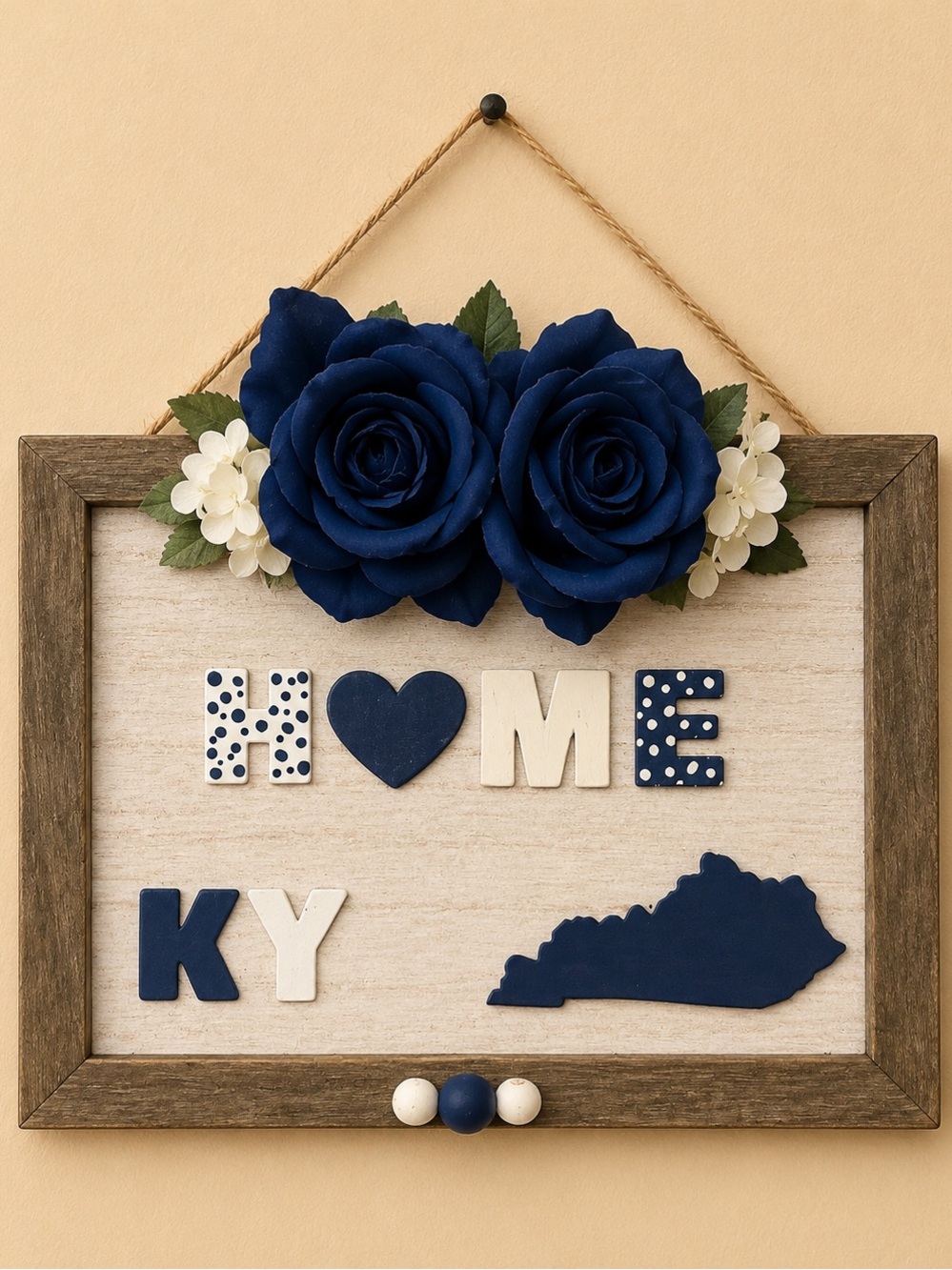 KY Blue Floral 'HOME KY' Wooden Wall Sign